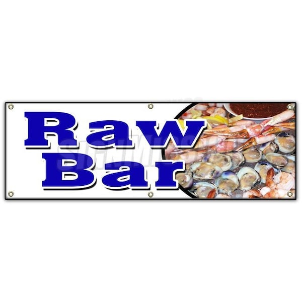 RAW BAR BANNER SIGN clams oysters beer fresh cold sushi cocktails